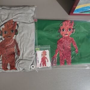 " I Am Groot" Graphic Design T-Shirt, Bookbag and Stickers